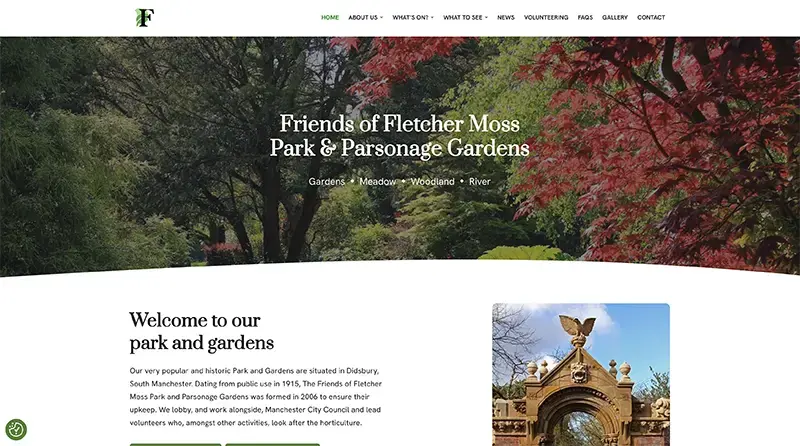 Screenshot of the Friends of Fletcher Moss homepage